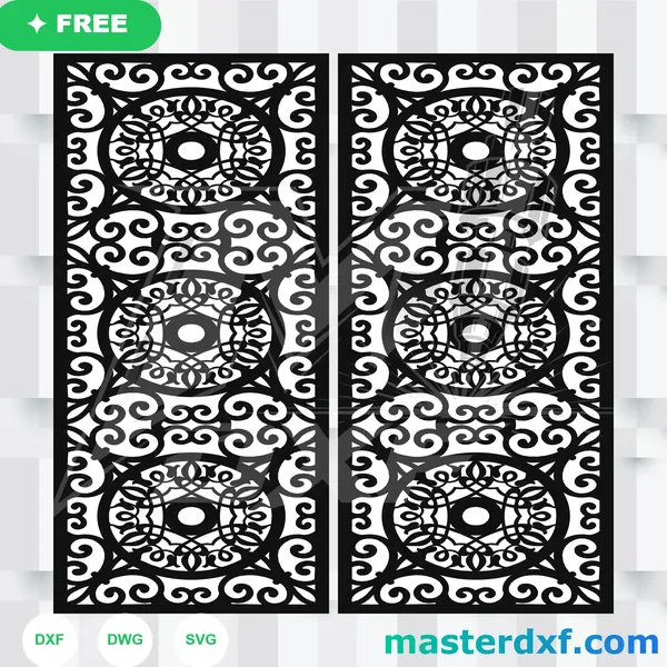 Triple Circle Medallion Scroll DXF Panel for CNC Gates DXF File